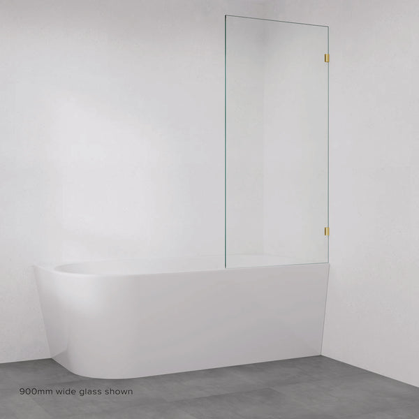 Fienza Rectangular Fixed Frameless Glass Bath Panel Urban Brass