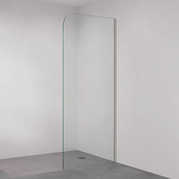 Fienza Curved Edge Fixed Frameless Glass Shower Panel with Channel Gun Metal