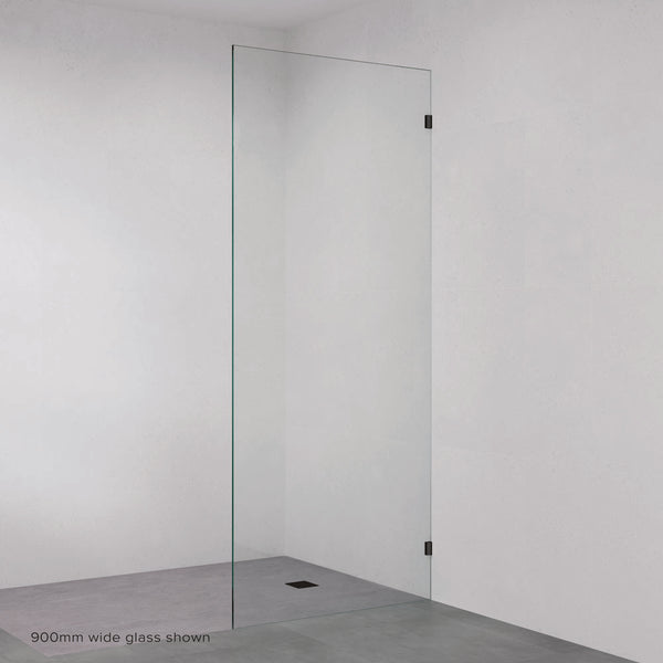 Fienza Rectangular Fixed Frameless Glass Shower Panel Matte Black