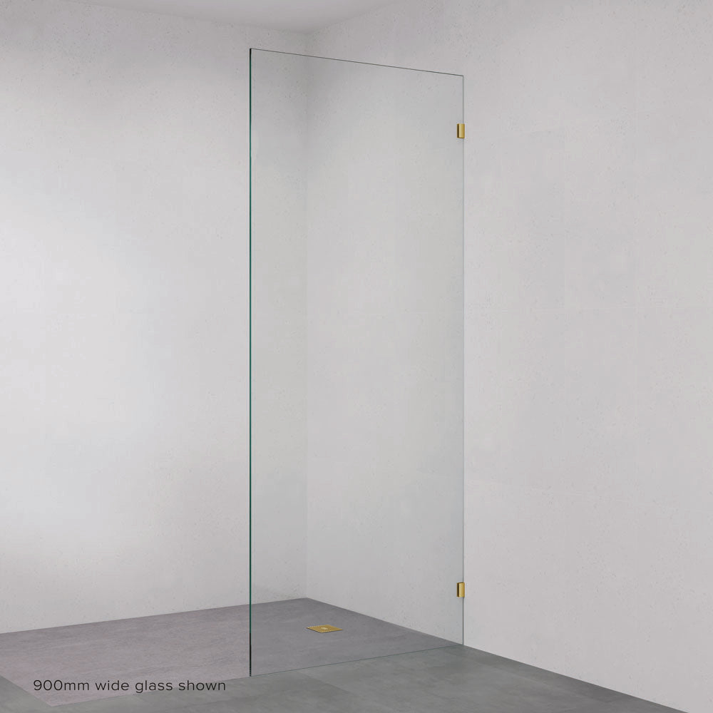 Fienza Rectangular Fixed Frameless Glass Shower Panel Urban Brass