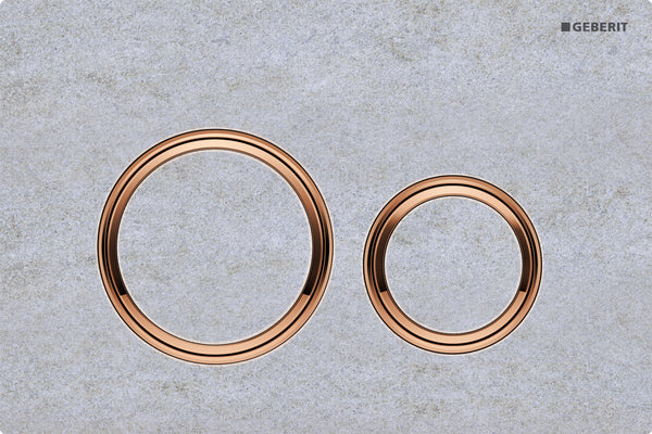 Geberit Sigma 21 Flush Plate Button Concrete Look, Red Gold Trim, Fingerprint Resistant