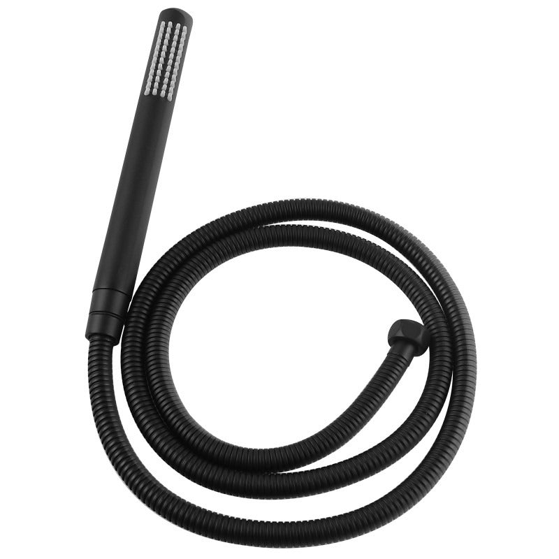 Aquaperla Round Black Freestanding Bath Mixer With Handheld Shower