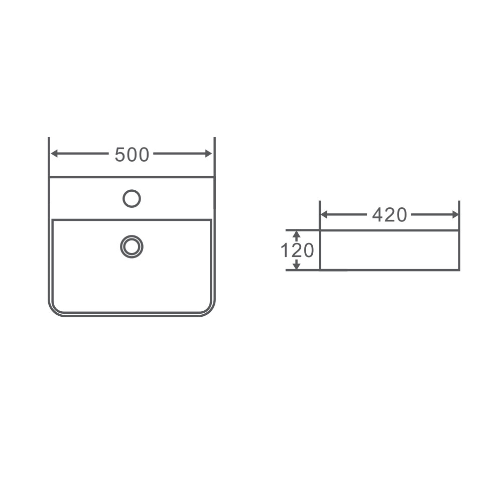 VENTO 50M Wall-Hung Slim Rectangular Basin