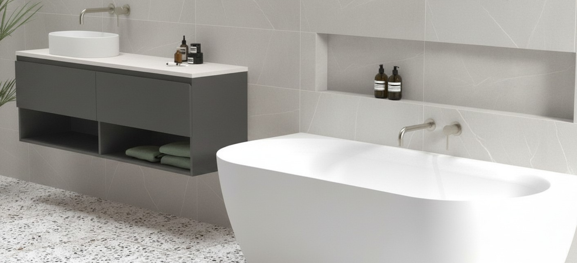 Ovia Madison Back to Wall Bath - 1700mm Gloss White