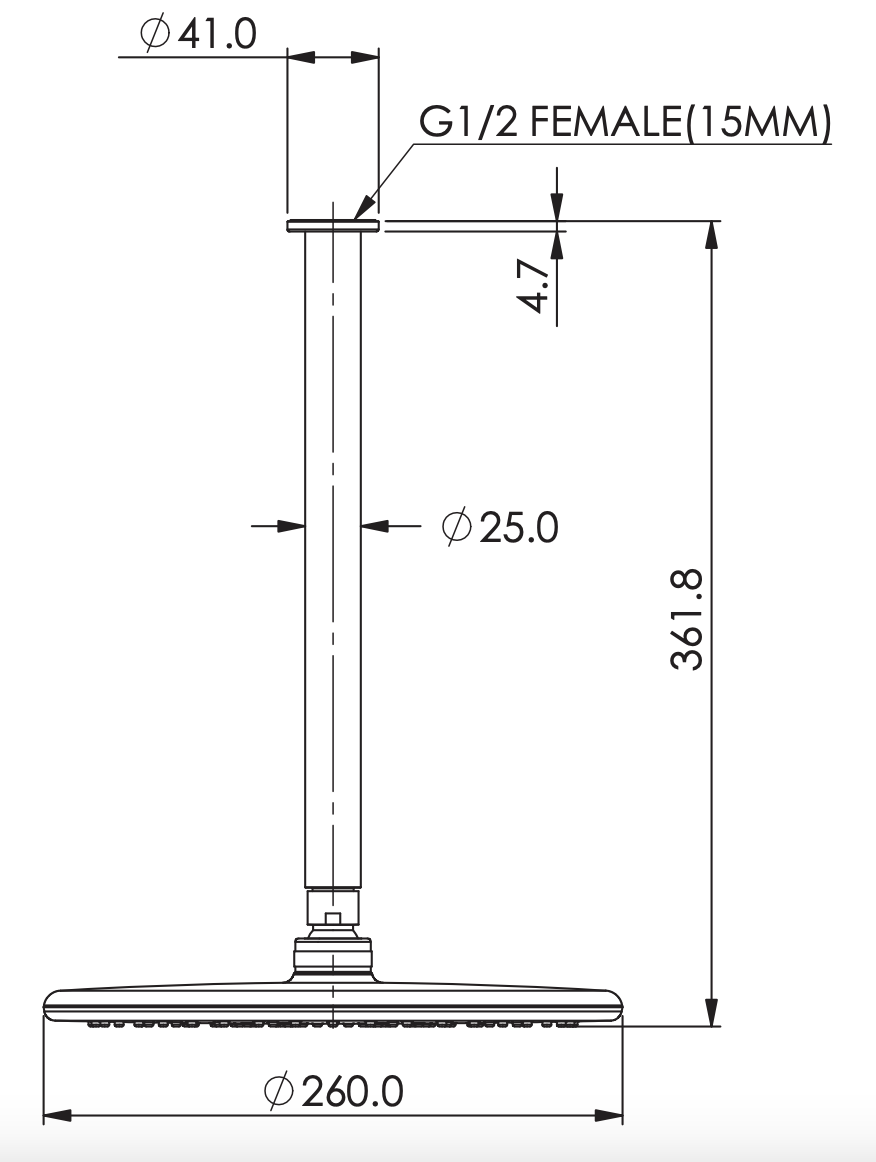 Greens Rocco Ceiling Shower Matte Black