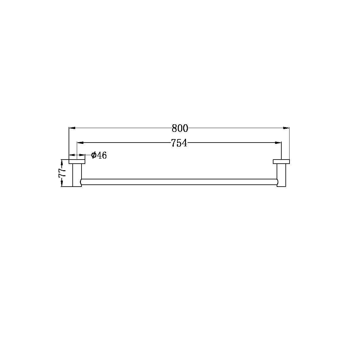 Nero Mecca Single Towel Rail 800mm Matte White