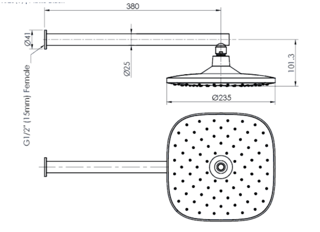 Greens Corban Wall Shower Matte Black