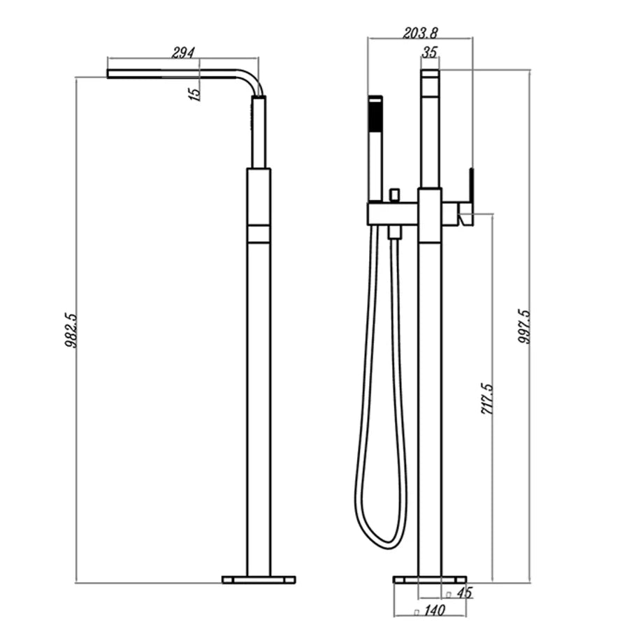 Modern National Square Chao Freestanding Bath Mixer Black - Clearance