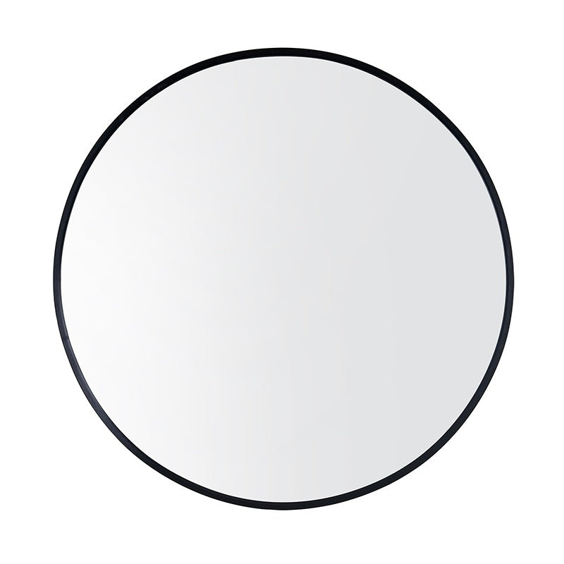 600x600x40mm Black Aluminum Framed Round Bathroom Wall Mirror with Brackets