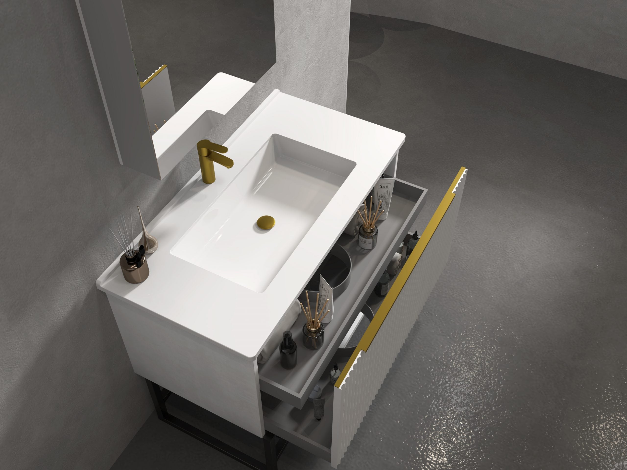 900mm Ashtone Wall Hung Matte White Cabinet Only