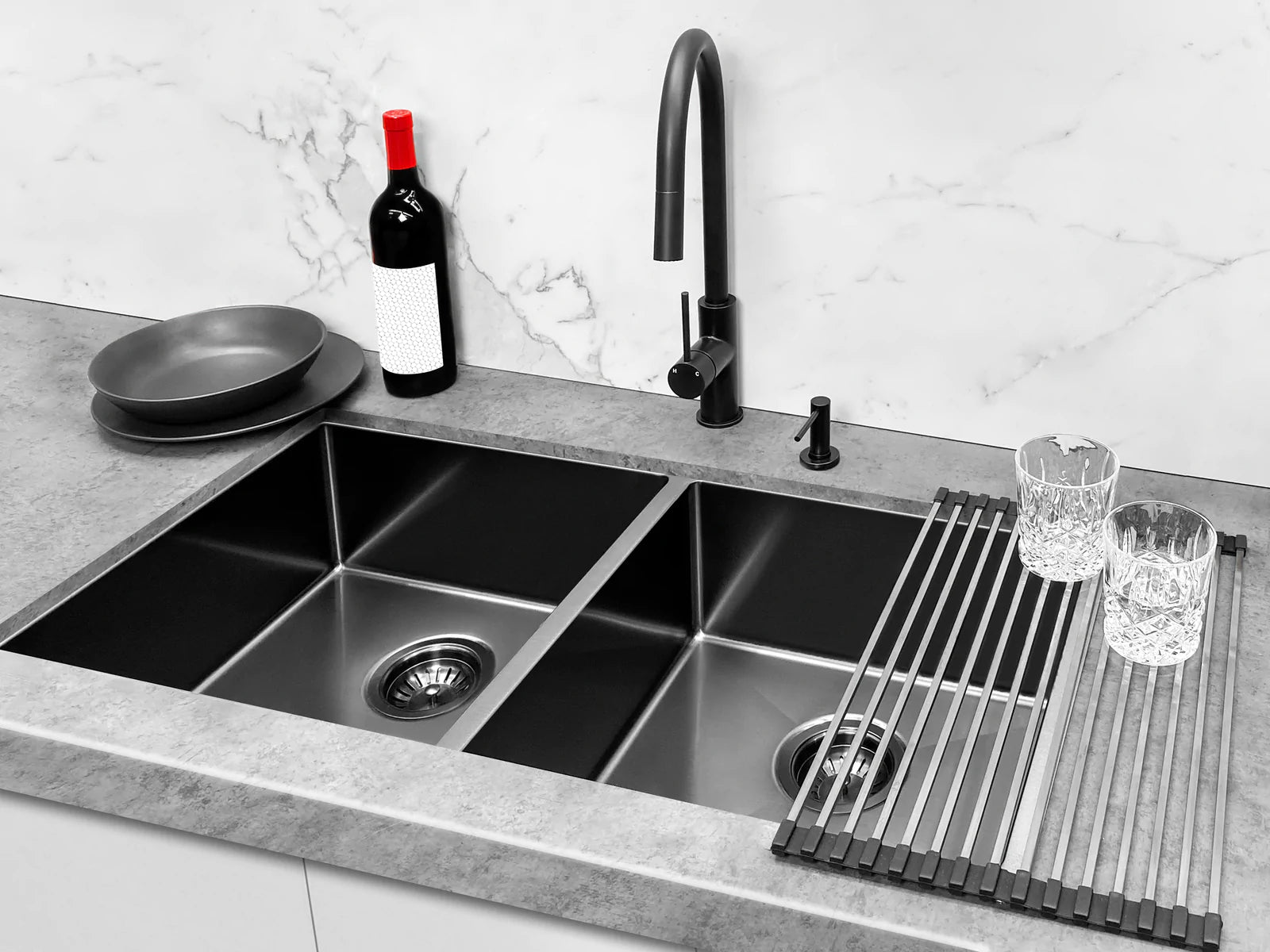 Meir Lavello Stainless Steel Rolling Mat Protector Gunmetal Black