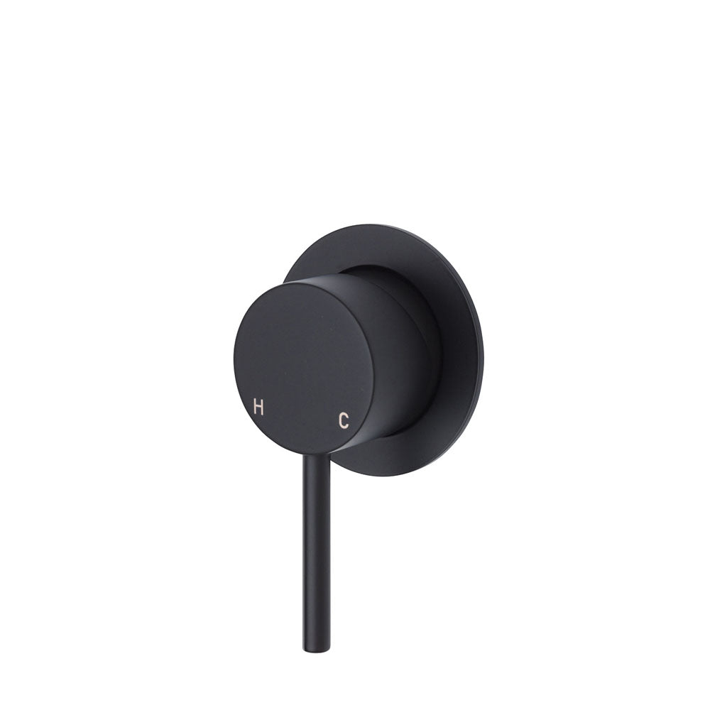 Fienza Kaya Wall Mixer Matte Black Small Round Plate