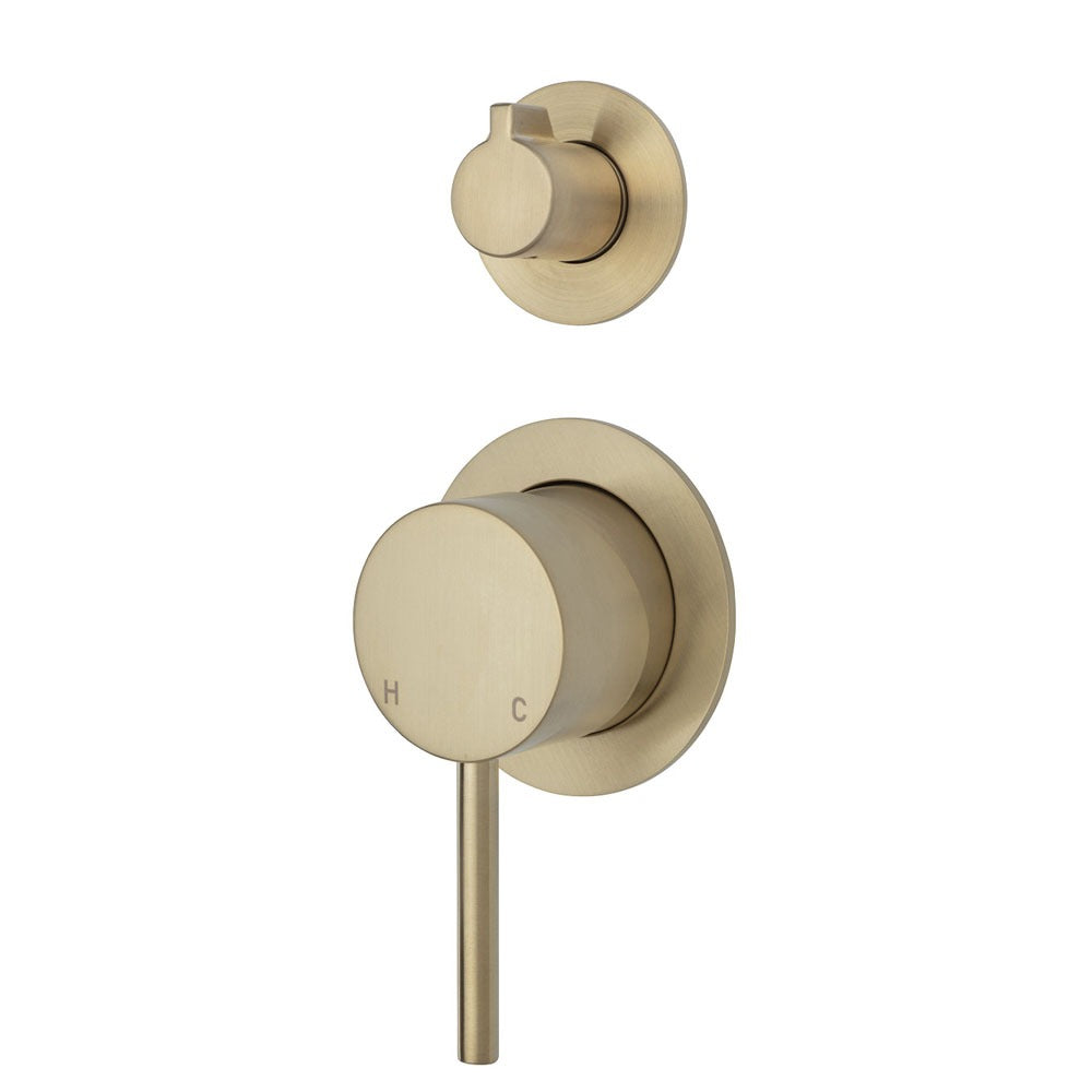 Fienza KAYA Wall Diverter Mixer Urban Brass Small Round Plates
