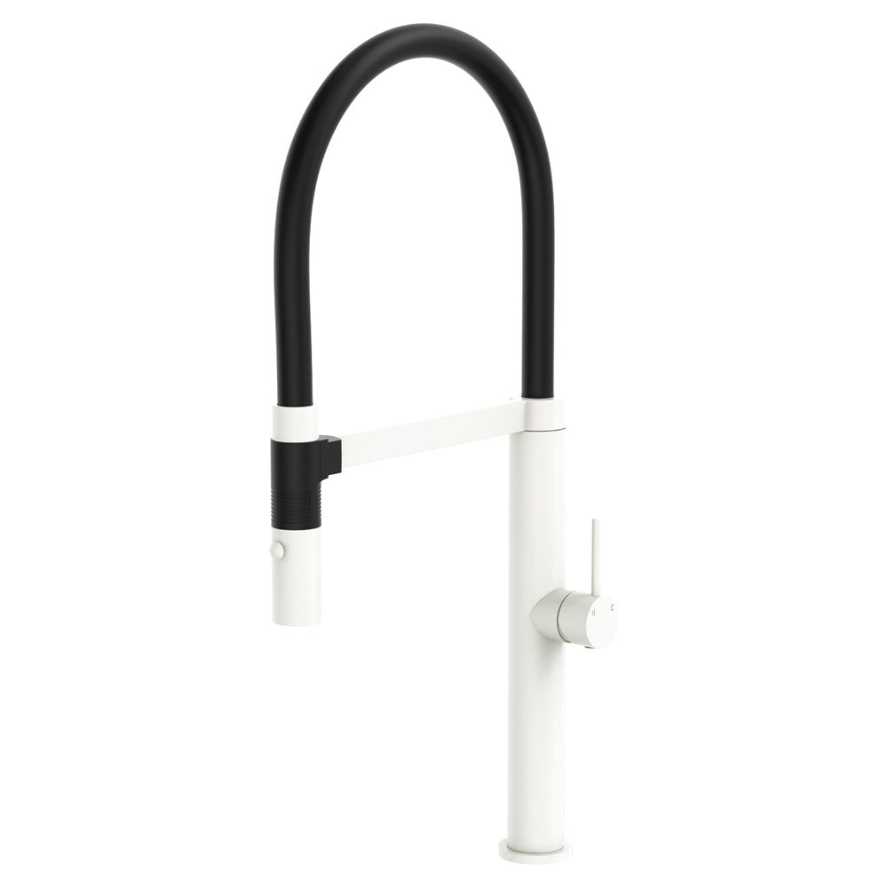 Fienza Kaya Pull Down Sink Mixer, Matte White