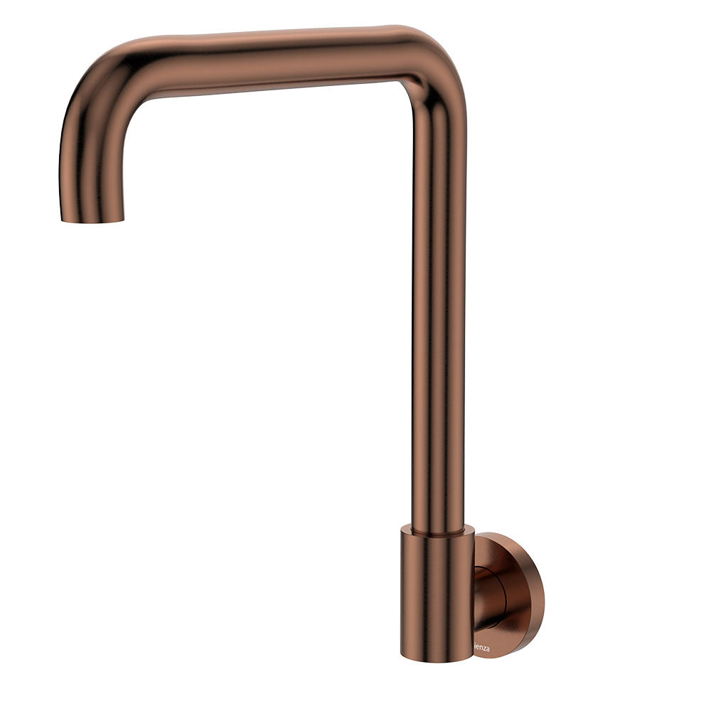Fienza Kaya Squareline Wall Swivel Outlet Set, Brushed Copper
