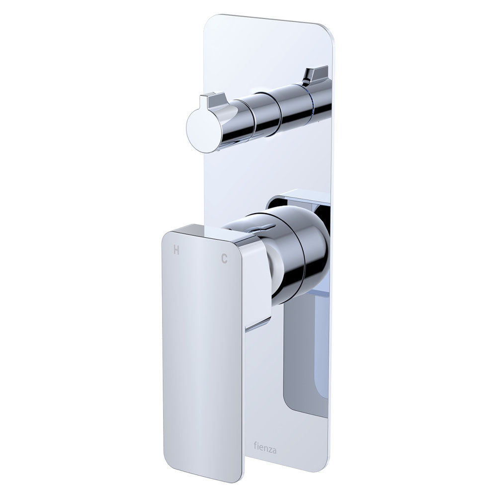 Fienza Tono Wall Diverter Mixer Large Square Plate Chrome