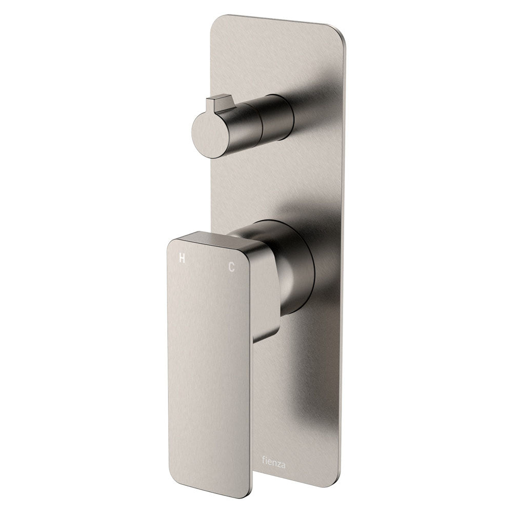 Fienza Tono Wall Diverter Mixer Large Square Plate Brushed Nickel