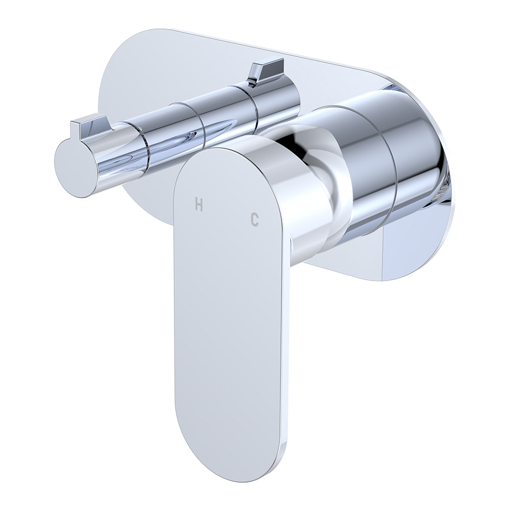 Fienza Empire Slim Wall Diverter Mixer, Large Oval Plate, Horizontal Chrome