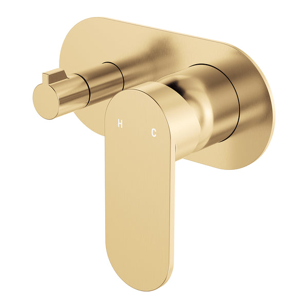 Fienza Empire Slim Wall Diverter Mixer, Large Oval Plate, Horizontal Urban Brass