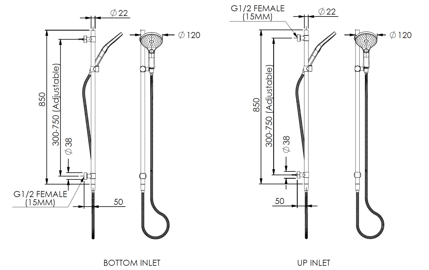 Greens Lavish BubbleJET Rail Shower Matte Black