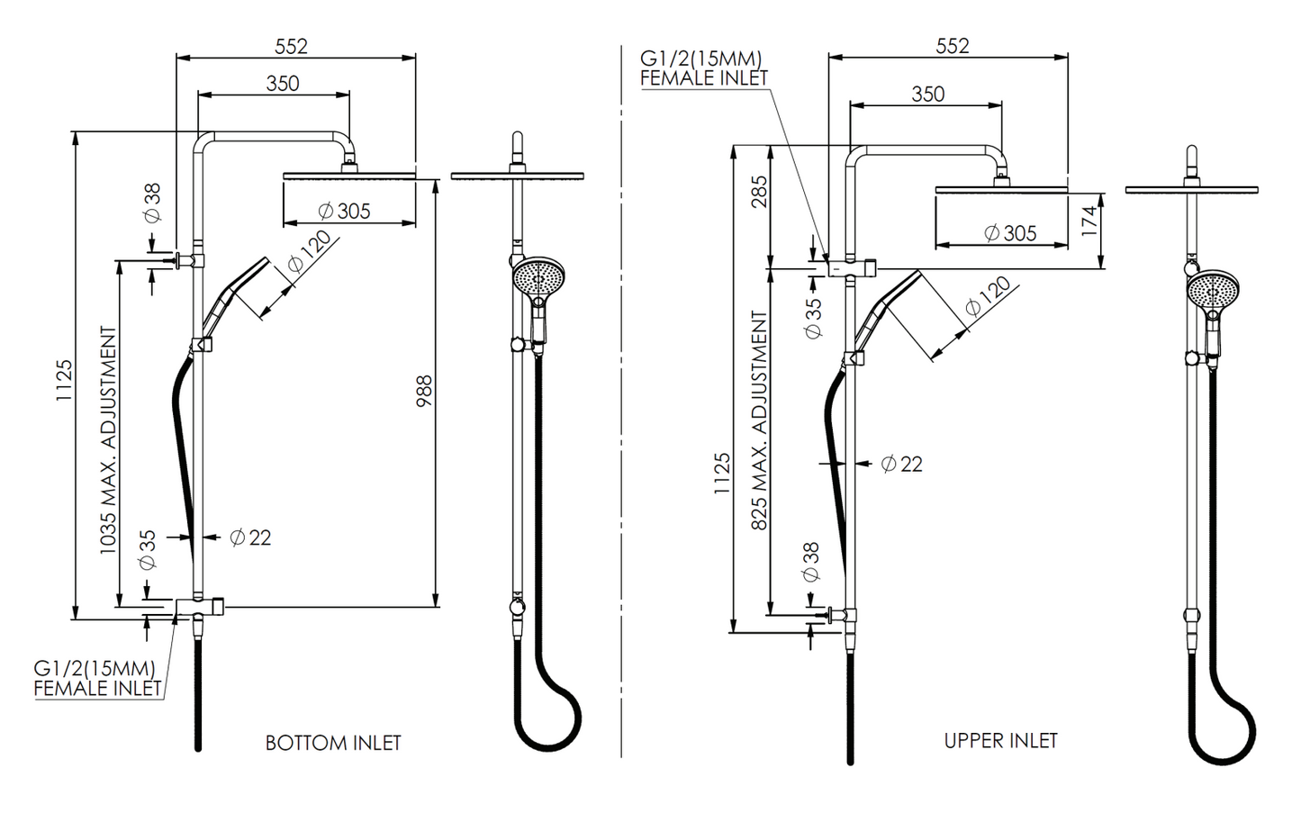 Greens Lavish BubbleJET Twin Rail Shower Matte Black