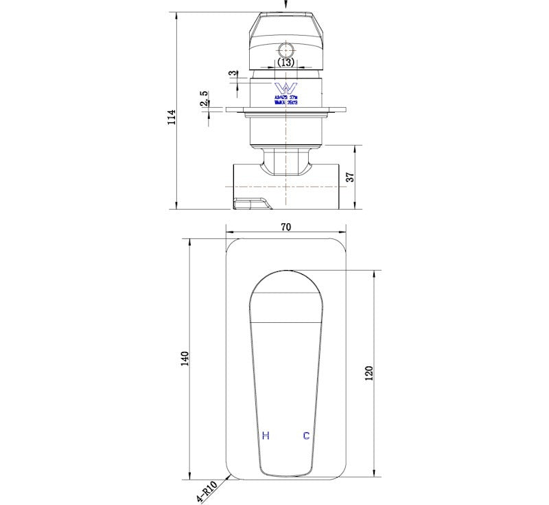 Modern National Cascade Chrome Shower/Wall Mixer