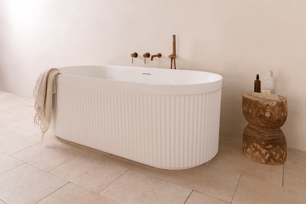 ADP Bronte Plus Fluted Freestanding Bath - 1700mm Gloss or Matte White