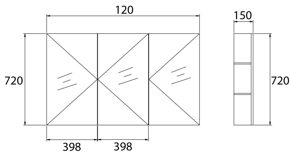BIANCA 1200mm PVC Shaving Cabinet