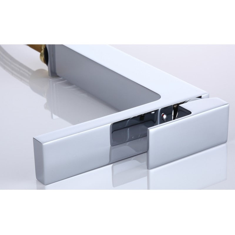 Ottimo Solid Brass Square Chrome Tall Basin Mixer Tap Vanity Tap Bench Top