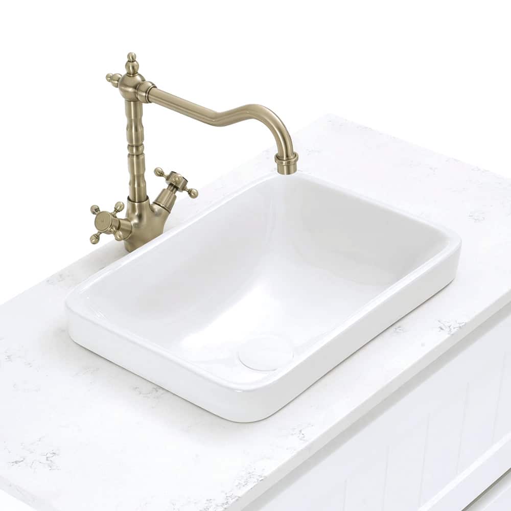 Fienza Lillian Shepherds Crook Sink Mixer, Champagne