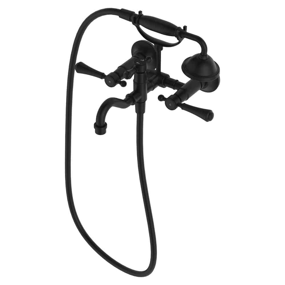 Fienza Lillian Lever Exposed Bath Tap Set with Hand Shower, Matte Black