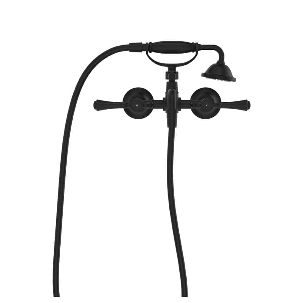 Fienza Lillian Lever Exposed Bath Tap Set with Hand Shower, Matte Black