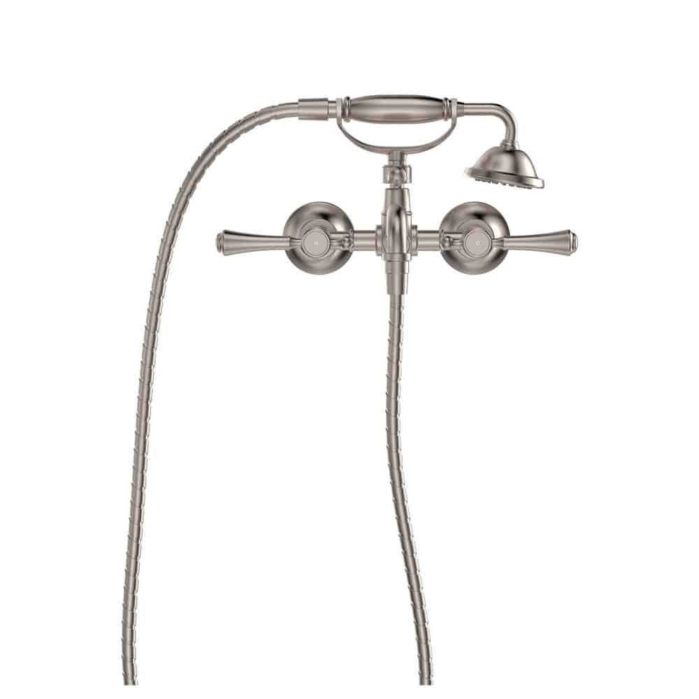 Fienza Lillian Lever Exposed Bath Tap Set with Hand Shower, Brushed Nickel