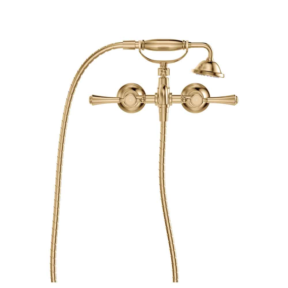 Fienza Lillian Lever Exposed Bath Tap Set with Hand Shower, Urban Brass