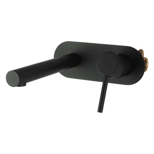 Euro Matt Black Round Bathtub/Basin Wall Mixer With Spout