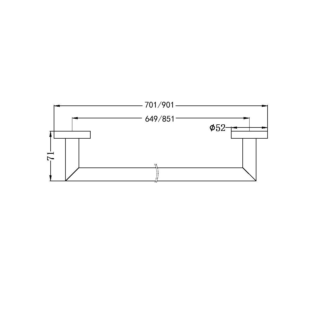 Nero DOLCE SINGLE TOWEL RAIL 900MM Chrome