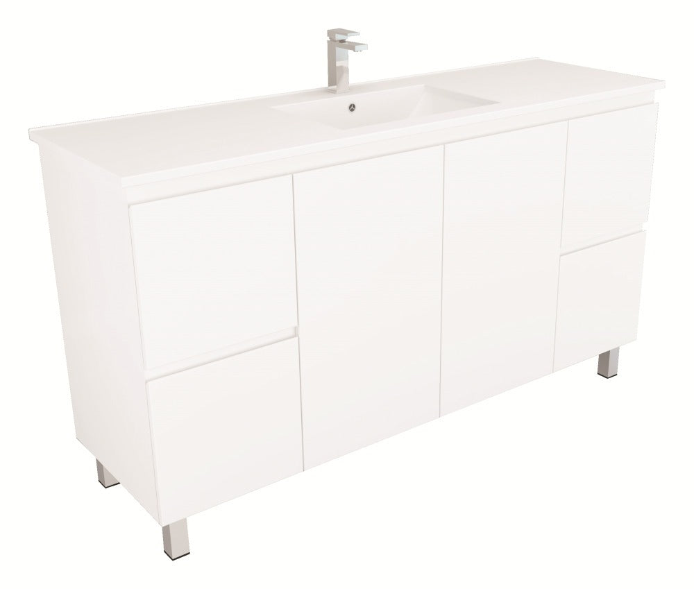 Bianca 1500mm Square Vanity on Legs with Ceramic Basin