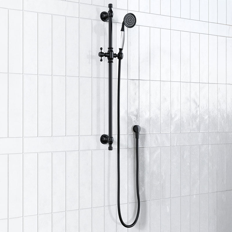Modern National Bordeaux Traditional Matte Black Hand Shower on Rail Set