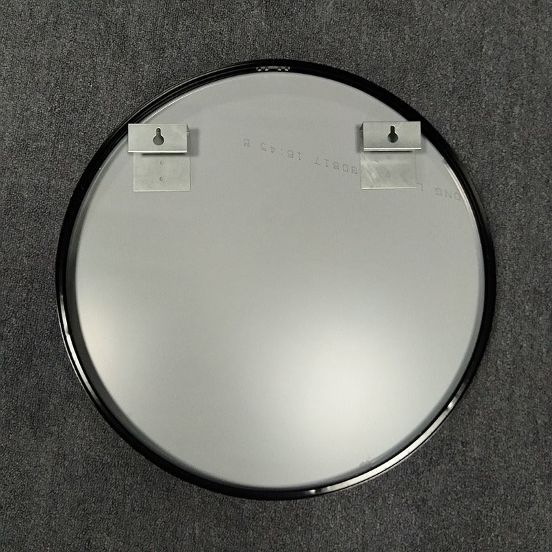 600x600x40mm Black Aluminum Framed Round Bathroom Wall Mirror with Brackets