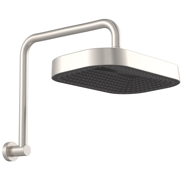 Fienza Kuro Gooseneck Shower Head and Arm Set, Soft Square Head - Brushed Nickel