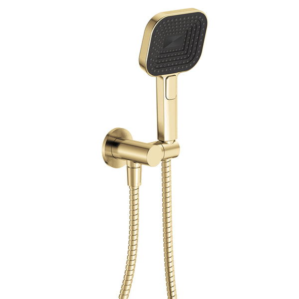 Fienza Kuro Hand Shower, Round Plate, Soft Square Head, Urban Brass