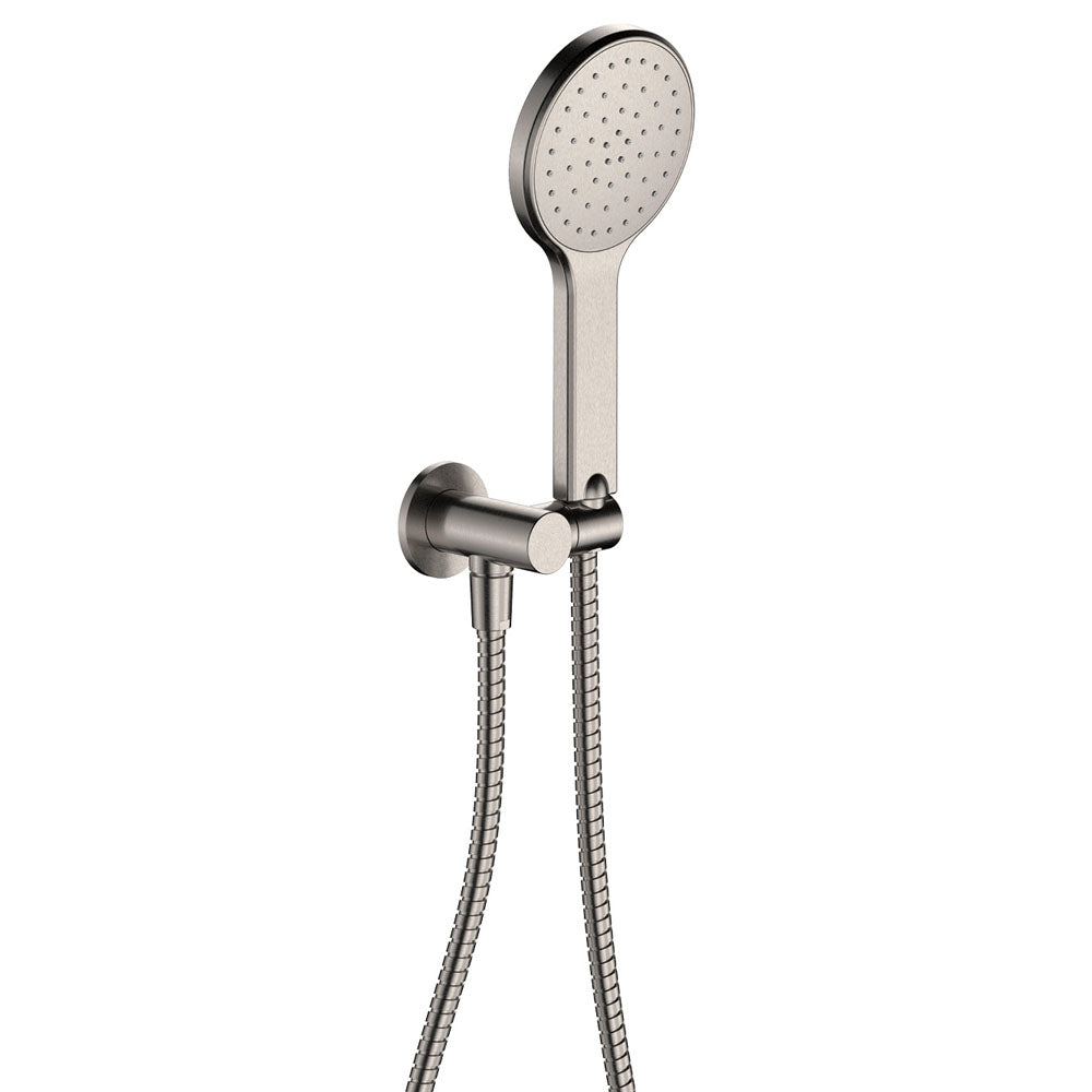 Fienza Kaya Hand Shower Round Plate Brushed Nickel