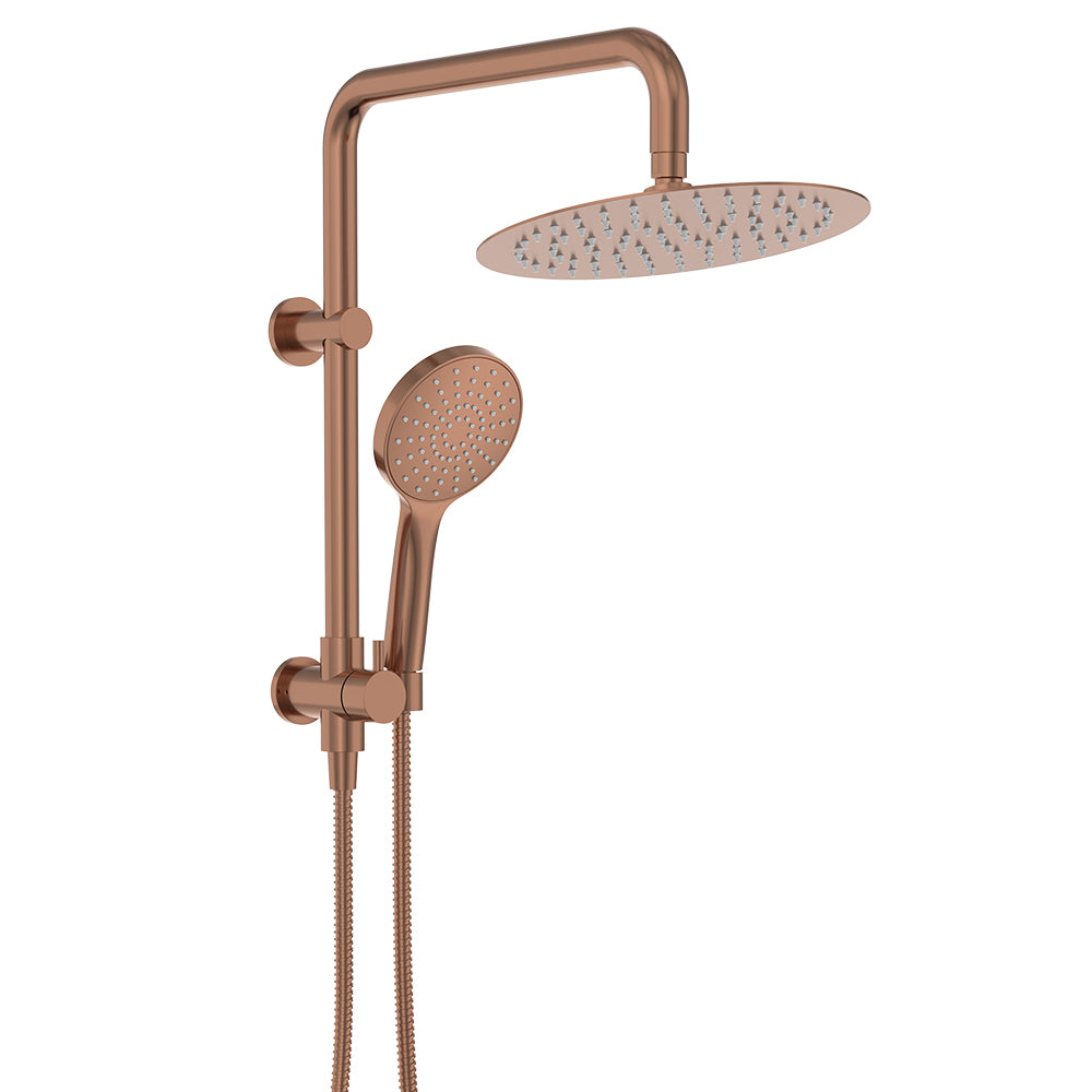 Fienza Kaya Twin Half-Rail Shower, Brushed Copper