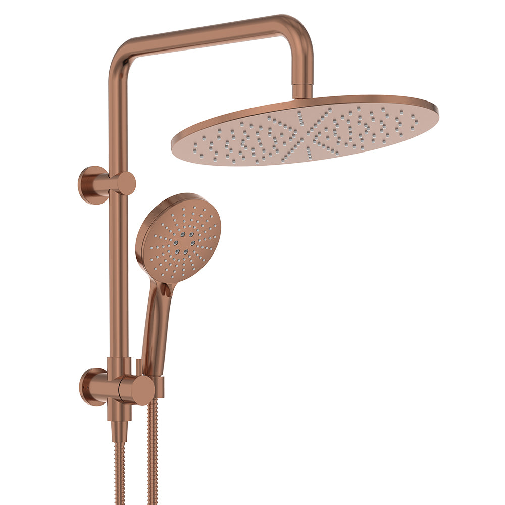 Fienza Empire Slim Twin Half-Rail Shower, Brushed Copper — image 3