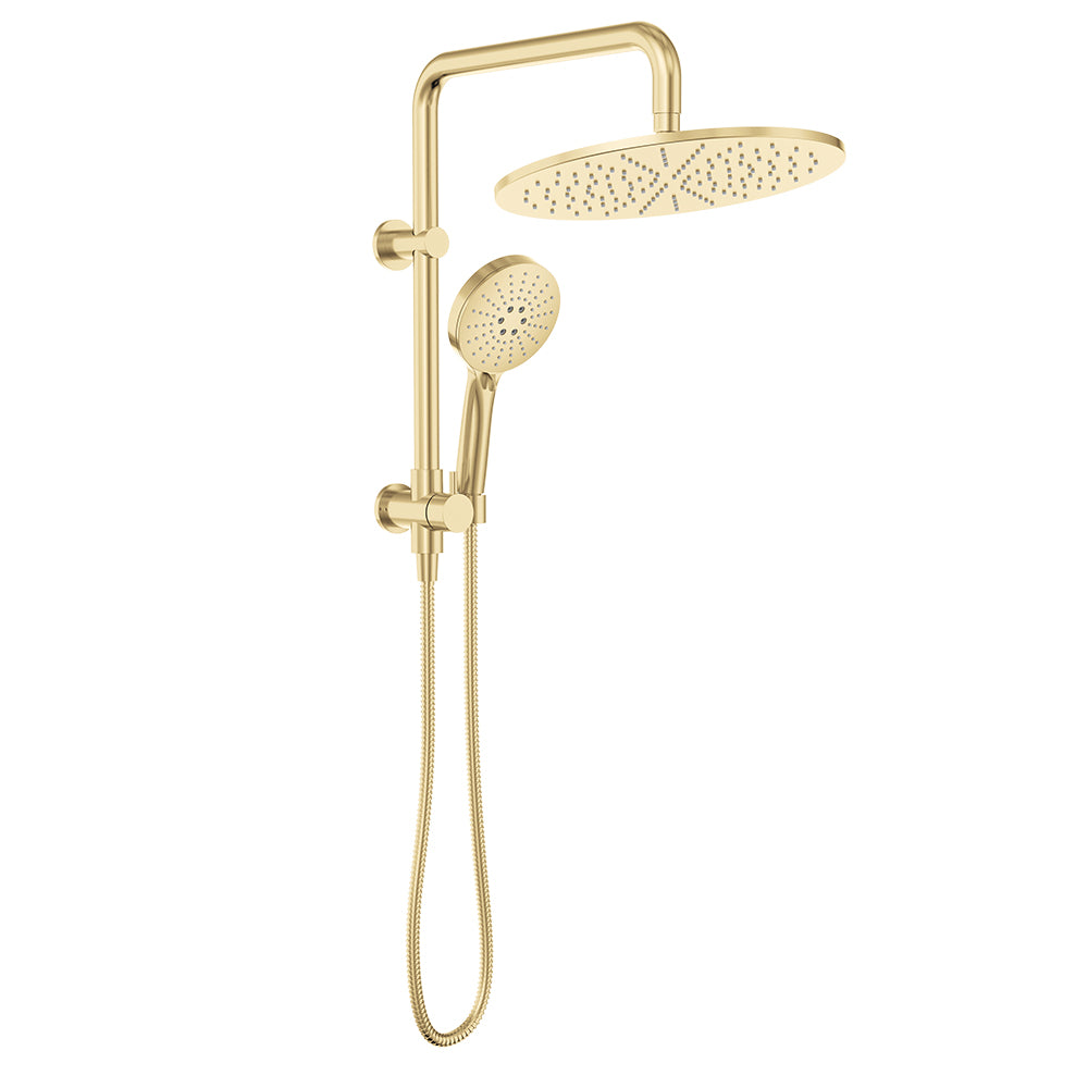 Fienza Empire Slim Twin Half-Rail Shower, Urban Brass — image 2