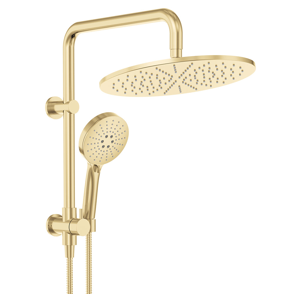Fienza Empire Slim Twin Half-Rail Shower, Urban Brass — image 3