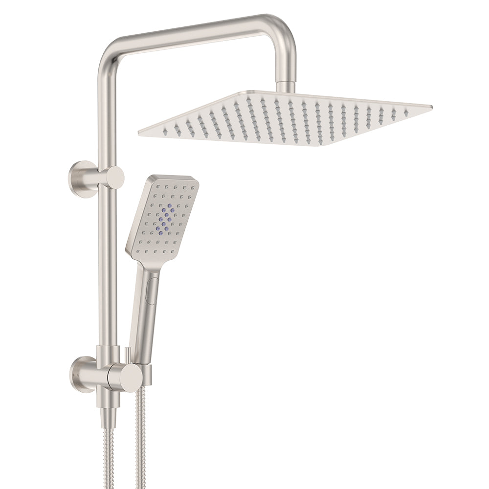 Fienza Tono Twin Half-Rail Shower, Brushed Nickel