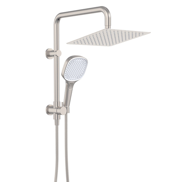 Fienza Koko Twin Half-Rail Shower, Brushed Nickel