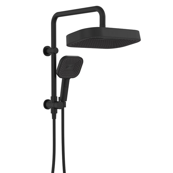 Fienza Kuro Twin Half-Rail Shower, Soft Square Head - Matte Black