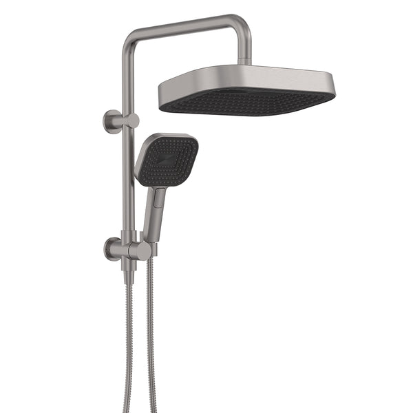 Fienza Kuro Twin Half-Rail Shower, Soft Square Head, Gun Metal